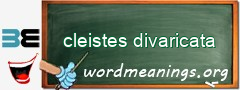 WordMeaning blackboard for cleistes divaricata